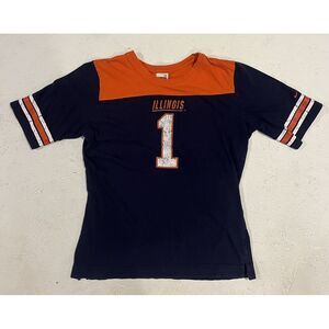 Vintage Nike Team‎ University Illinois Illini Baseball Tee Shirt Womens M Blue